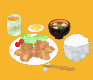 LINEスタンプ　からあげ定食