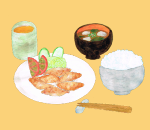 LINEスタンプ　手羽先定食