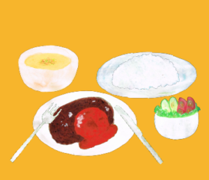 LINEスタンプ　ハンバーグランチ