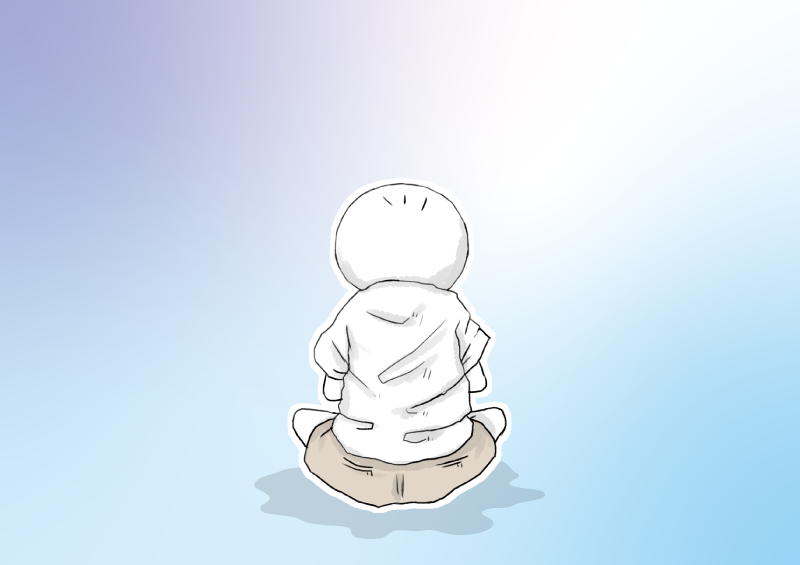 座る坊太 イラスト