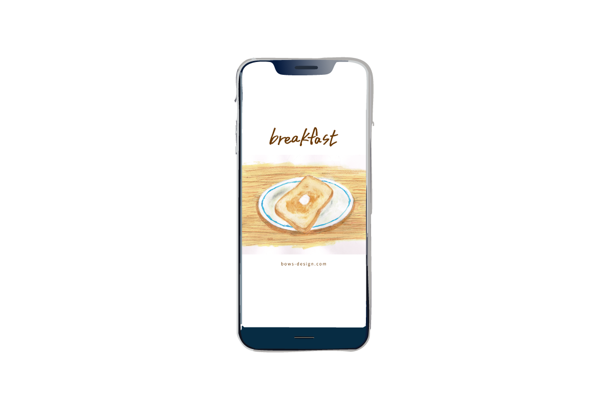 「朝食物語 トースト」イラストスマホ用壁紙