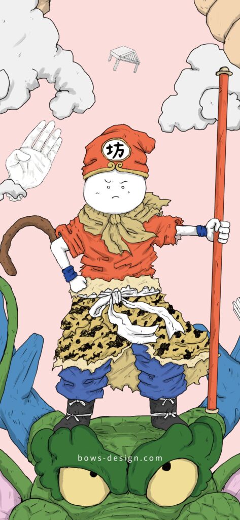 「ドラゴンボールのものまね坊太」イラストスマホ用壁紙