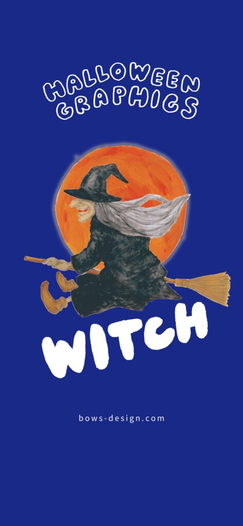 空飛ぶ魔女　イラストスマホ用壁紙