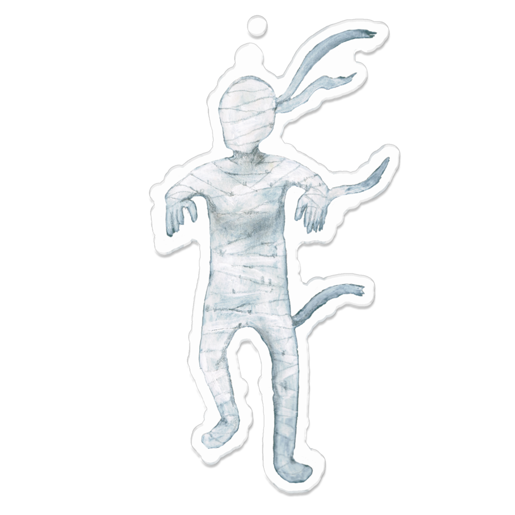 ミイラ男のイラストアクリルキーホルダー