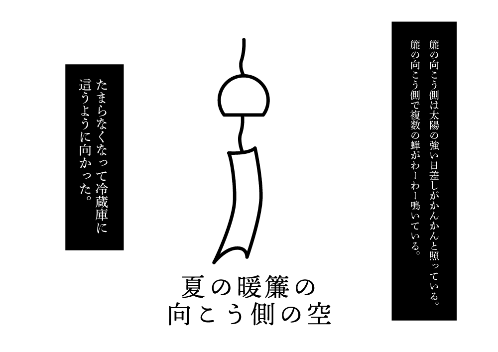 夏の暖簾の向こう側の空