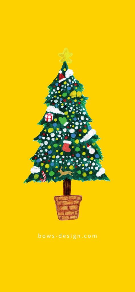 クリスマスツリー　イラストスマホ用壁紙