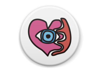 感覚の中にある目　イラスト缶バッジ