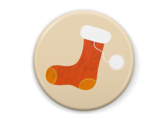 赤い靴下のイラスト缶バッジ