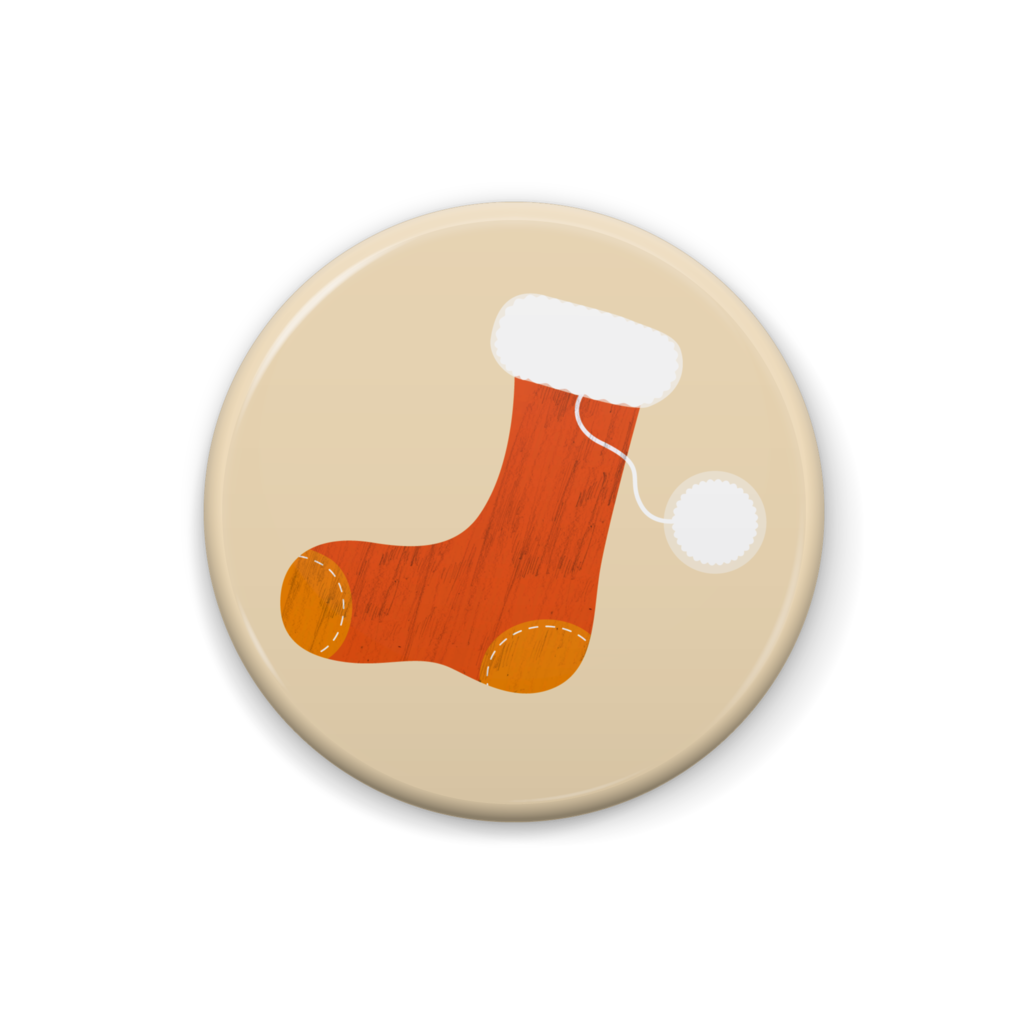 赤い靴下のイラスト缶バッジ