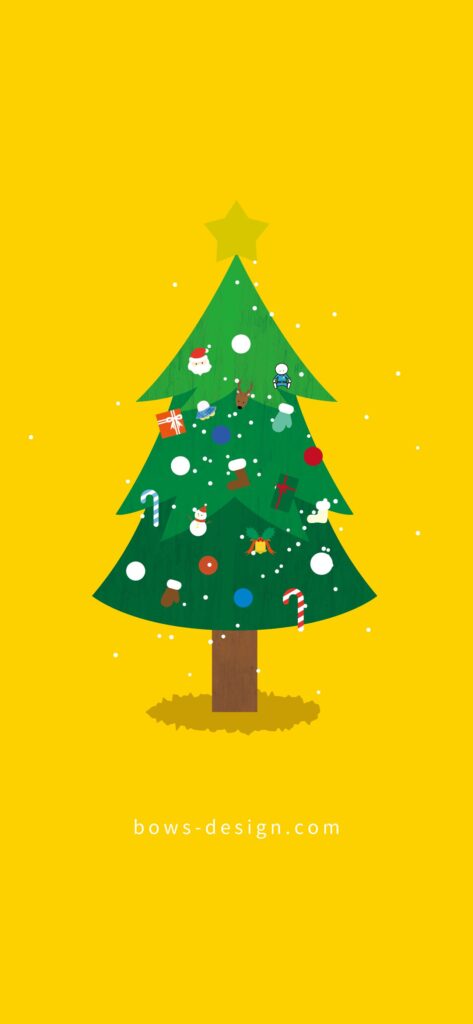 クリスマスツリー　イラストスマホ用壁紙