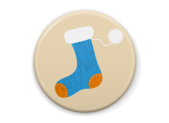 青い靴下のイラスト缶バッジ