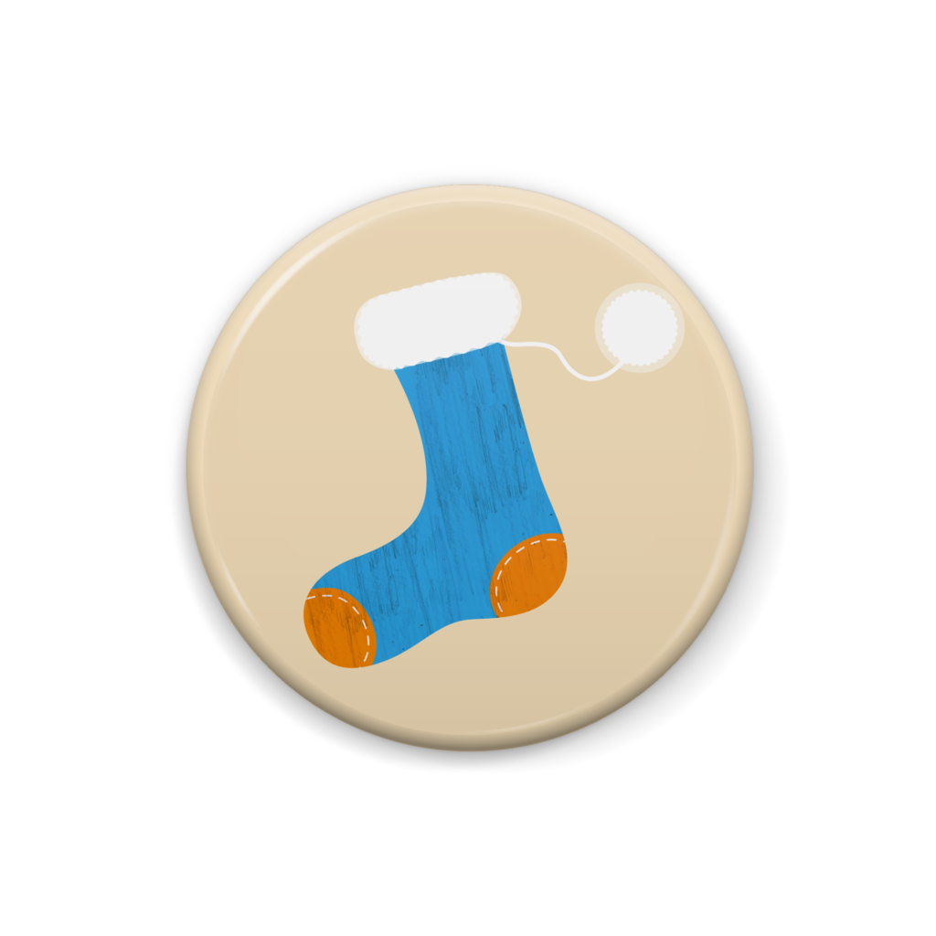 青い靴下のイラスト缶バッジ