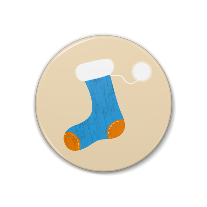 青い靴下のイラスト缶バッジ