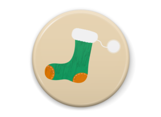 緑色の靴下のイラスト缶バッジ