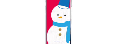 青いバケツをかぶった雪だるまのイラストスマホ用壁紙